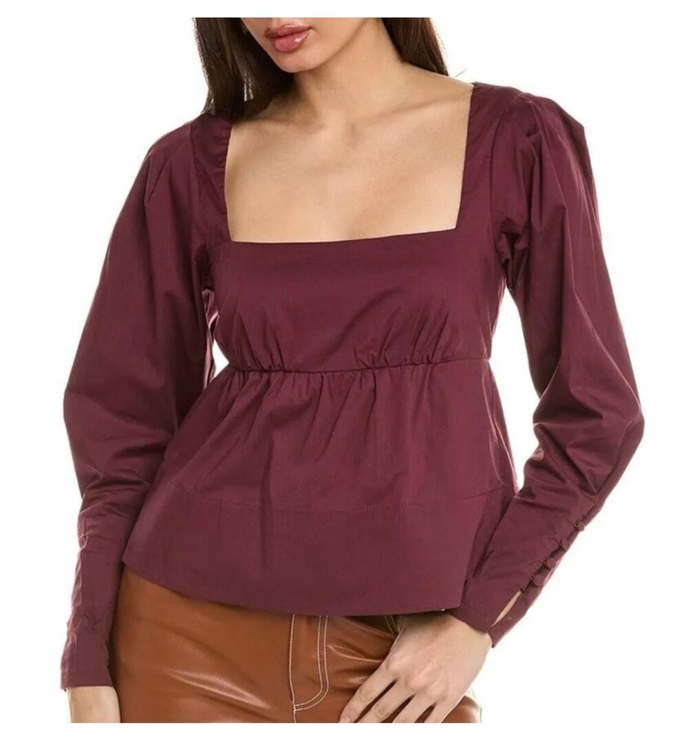 Staud Peggy Top Longsleeve Plum Size Medium - New No Tags